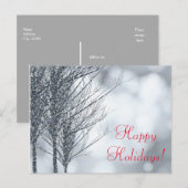 ウィンター シルバー グリッター ラスティック ツリー ホリデー ポストカード (正面/裏面)