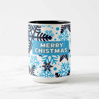 ウィンター・スノーフレーク柄 メリークリスマス ツートーンマグカップ