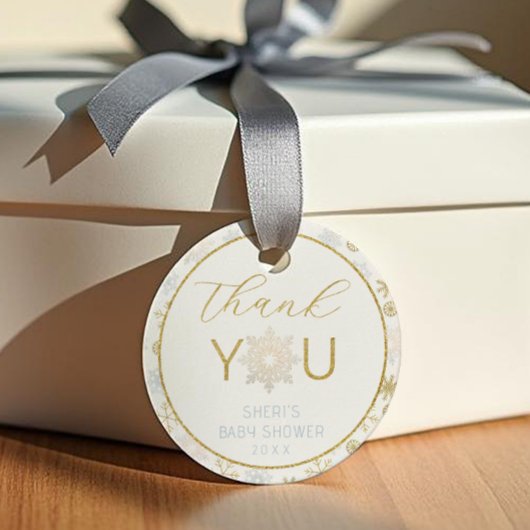 ウィンター スノーフレーク サンクス タグ – ニュートラル ゴールド ベイビー