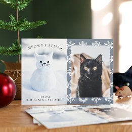 ウィンター スノー キャット クリスマス ペット 写真 ホリデー カード