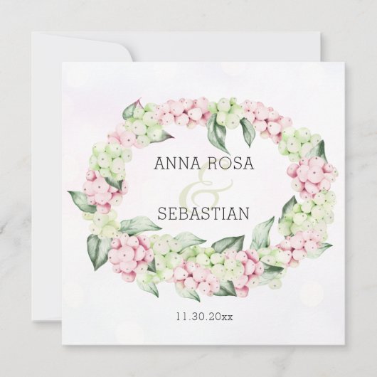 *~* ウィンター スノー ベリー ボホー RSVP AR12 QR ウェディング 招待状 (正面)