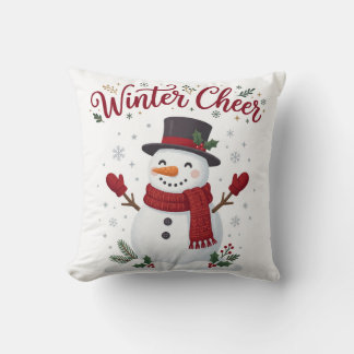 ウィンター・チア・スノーマンクリスマススローピロー クッション