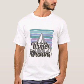 ウィンター ドリームス 雪山 レトロ ビジュアル Tシャツ