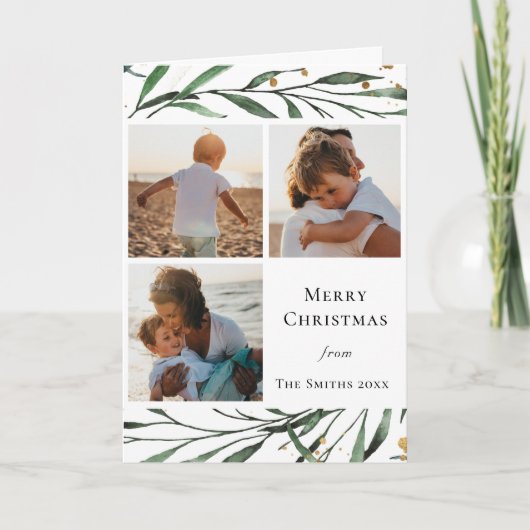 ウィンター ネイチャー | ゴールド コンフェッティ グリーン フォリア シーズンカード (正面)