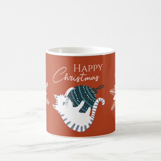 ウィンター ハッピー クリスマス おもちゃ 猫 ギフト  コーヒーマグカップ (中央)