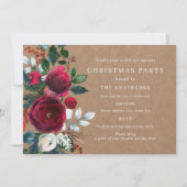 ウィンター バーガンディ グリーン イル クリスマス パーティー 招待状 (正面)