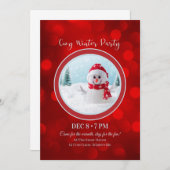 ウィンター・パーティー招待状 - あたたかなフェスティブデザイン 招待状 (正面/裏面)