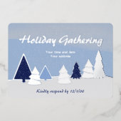 ウィンター フォイル インビテーション - 幻想的な木々 箔招待状 (正面)