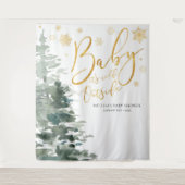 ウィンター フォレスト ゴールド ベイビー イッツ コールド アウトサイド 背景 タペストリー (正面)