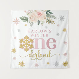 ウィンター フローラル スノーフレーク ワンダー 1歳 誕生日 タペストリー
