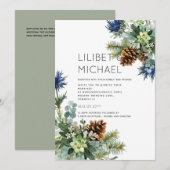 ウィンター ブルー シスル ユーカリ ウェディング ワンダーランド 招待状 (正面/裏面)