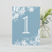 ウィンター ブルー スノーフレーク アニバーサリー テーブル ナンバー 招待状 (スタンド正面)