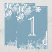 ウィンター ブルー スノーフレーク アニバーサリー テーブル ナンバー 招待状 (正面/裏面)