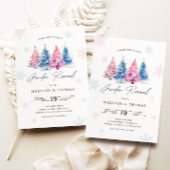 ウィンター ブルー | ピンクのクリスマス ツリー 性別発表 招待状