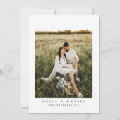 ウィンター ブルー フラワー フレーム ウェディング フォト 招待状 (裏面)