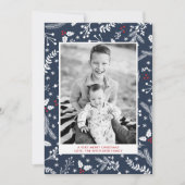 ウィンター ブルー ベリー クリスマス ホリデー フラット カード (正面)