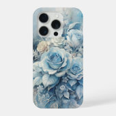 ウィンター ブルー ローズ - エレガント アイス フラワー iPhoneケース (裏面)