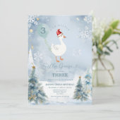 ウィンター ブルー 雪の結晶 シリ― ゴース 3歳 誕生日 招待状 (スタンド正面)