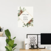 ウィンター ベイビー シャワー エバーグリーン ウェルカム ポスター (ホームオフィス)