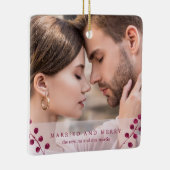 ウィンター・ベリーズ・結婚したピンク&メリーフォト セラミックオーナメント (右)