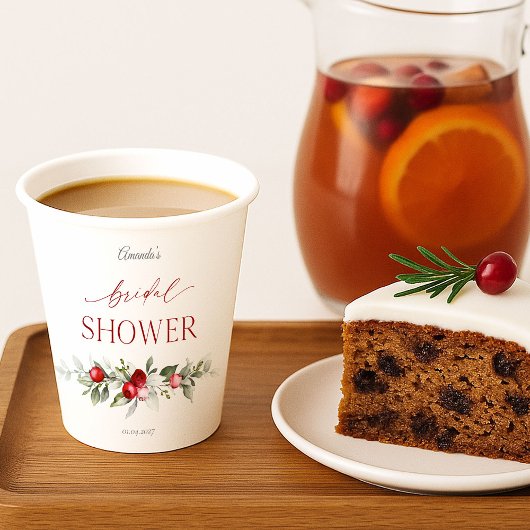 ウィンター ベリー ブライダル シャワー 紙コップ
