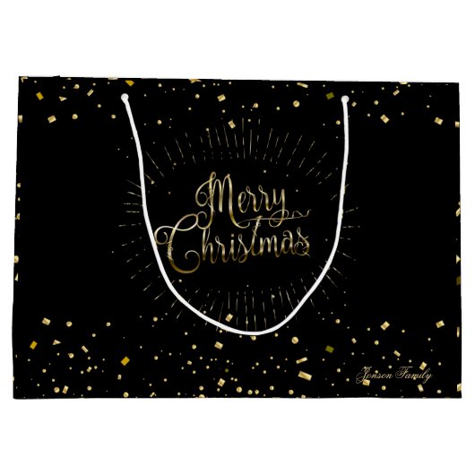 ウィンター ホリデー ウィッシュ XMAS オーダーメイド ラグジュアリー ラージペーパーバッグ (裏面)