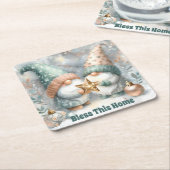 ウィンター ホリデー 願いを込めた ノーム この家に幸せを スクエアペーパーコースター (アングル)