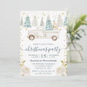 ウィンター ホワイト & ゴールド トラック フラワー クリスマス 招待状 (スタンド正面)