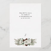 ウィンター ホワイト フラワー＆モミの木 クリスマス 箔招待状 (裏面)