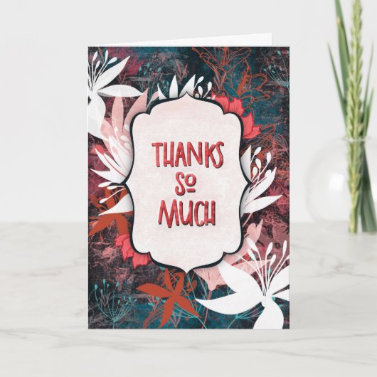 ウィンター・ホワイト・フローラル - どうもありがとう グリーティングカード (正面)