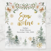 ウィンター ホワイト フローラル クリスマス ワインボトル ラベル (シングルラベル)