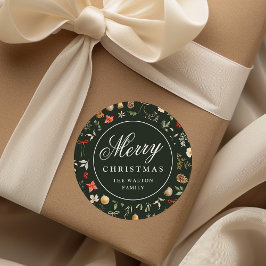ウィンター ボタニカル フェスティブ メリークリスマス ラウンドシール