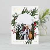 ウィンター ボタニカル フレーム ツー フォト クリスマス 箔シーズンカード (立ち正面)