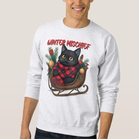 ウィンター ミスチーフ (2) クリスマスの猫のイラスト スウェットシャツ (正面)