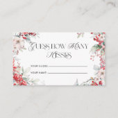 ウィンター モダン フローラル ハウ メニー キッシーズ ブライダル ゲーム エンクロージャーカード (正面)