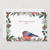 ウィンター レッド バード ボタニカル クリスマス パーティー 招待状 (裏面)