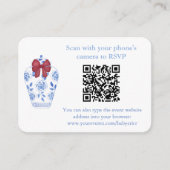 ウィンター レッド ブルー タルタン QR コード ウェディング シャワー RSVP エンクロージャーカード (正面)