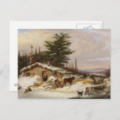 ウィンター・ログハウス・アート・ポストカード ポストカード (正面/裏面)