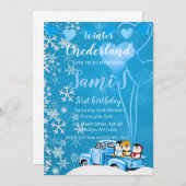 ウィンター・ワンダーランドの最初の誕生日招待状 招待状 (正面/裏面)