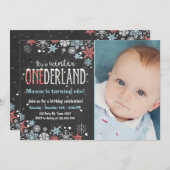 ウィンター·ワンダーランドの誕生日パーティー招待状ボーイ 招待状 (正面/裏面)