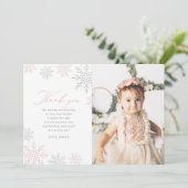 ウィンター ワンダーランドの誕生日写真にお礼を伝えるカード 招待状 (スタンド正面)