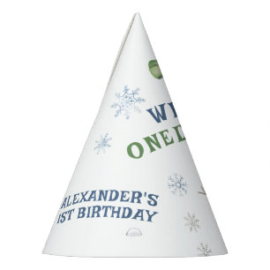 ウィンター・ワンダーランドの雪だるま 1歳の誕生日  パーティーハット