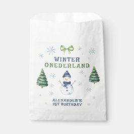 ウィンター・ワンダーランドの雪だるま 1歳の誕生日 フェイバーバッグ