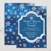 ウィンター ワンダーランドの雪の結晶 ブライダル シャワー 招待状 (正面/裏面)