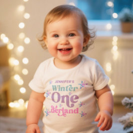 ウィンター・ワンダーランドの雪の結晶 女子 スノー バースデー ベビーTシャツ