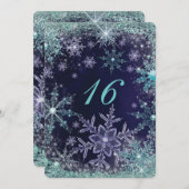 ウィンター ワンダーランドの雪の結晶 招待状 (正面/裏面)