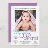 ウィンター・ワンダーランドの雪の結晶 赤ちゃんの初めての誕生日 招待状 (正面/裏面)