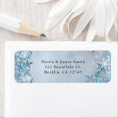 ウィンター・ワンダーランドの雪の結晶 青いスパークル エレガント ラベル (インサイチュ)