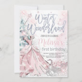 ウィンター・ワンダーランド招待状 雪の結晶パーティー ファースト 招待状 (正面)