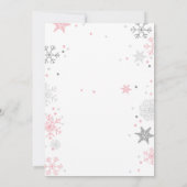 ウィンター·ワンダーランド誕生日の招待状ピンク·シルバー 招待状 (裏面)